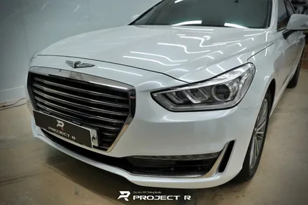 부천 제네시스 EQ900 전체 랩핑 재시공, 비닐프로그 고광택 유광 화이트펄, 프로젝트알 / 부천 원미구 상동