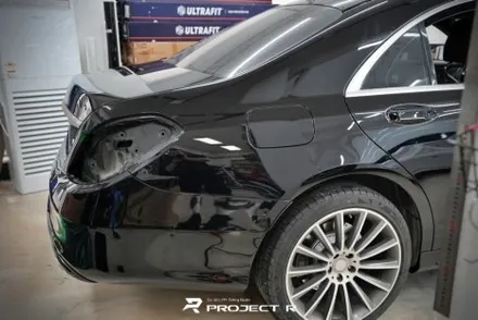 부천 벤츠 S클래스 S350d 전체랩핑, 비닐프로그 유광 화이트펄 재시공, 프로젝트알 / 부천 원미구 상동