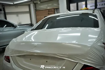 벤츠 S63 AMG 에이버리 유광 화이트펄 전체 랩핑, 부천 자동차랩핑 프로젝트알 / 부천 원미구 상동