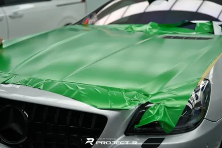 벤츠 SLK55 AMG 전체 랩핑, 오토벨벳 사틴 그린헬 시공, 부천 자동차랩핑 프로젝트R / 부천 원미구 상동