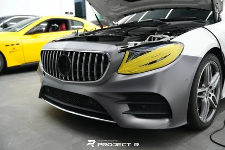 벤츠 E클래스 E450 카브리올레 전체 랩핑, 3M 사틴 다크그레이 시공, 부천 프로젝트알 / 부천 원미구 상동