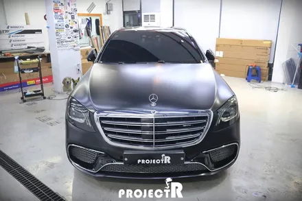 벤츠 S클래스 S65 AMG 전체 랩핑, 에이버리 사틴블랙으로 스타일 바꿔주기 / 부천 원미구 상동