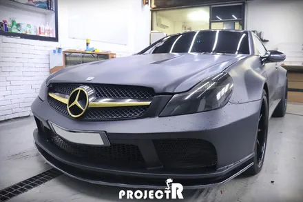 벤츠 SL65 AMG 오라칼 다크그레이 헤드라이트 필름 시공 by 부천 라이트필름 취급 전문 프로젝트R / 부천 원미구 상동