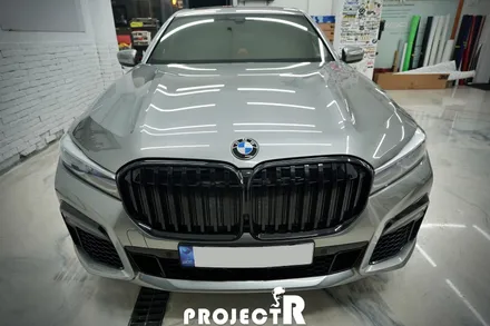 BMW 7시리즈 745LE 그릴 랩핑 크롬 죽이기, 유광블랙 부분 포인트 랩핑 시공기 by 프로젝트알 / 부천 원미구 상동