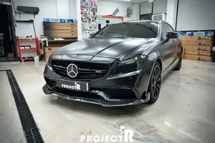 벤츠 CLS63 AMG 전체 랩핑, 에이버리 사틴블랙 자동차 래핑 by 인천 프로젝트R / 부천 원미구 상동