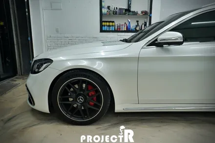벤츠 S63 AMG 전체랩핑, 에이버리 유광 화이트펄 자동차 래핑 by 부천 상동 프로젝트알 / 부천 원미구 상동