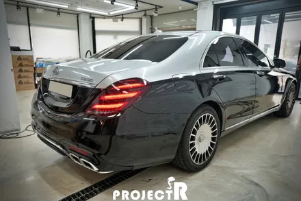 벤츠 S500 듀오톤 랩핑, 에이버리 유광블랙 실버 메탈릭 투톤 전체 랩핑, 부천 프로젝트알 / 부천 원미구 상동