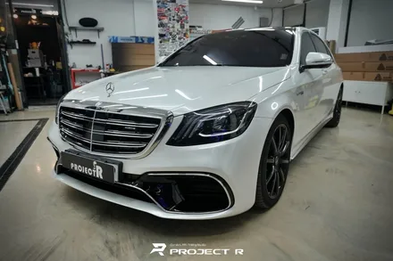벤츠 S63 AMG 전체 랩핑, 에이버리 유광 화이트펄 시공 in 부천랩핑 프로젝트알 / 부천 원미구 상동