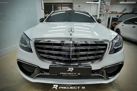 벤츠 S63 AMG 에이버리 유광 화이트 전체랩핑, 부천 자동차래핑 전문 프로젝트알 / 부천 원미구 상동