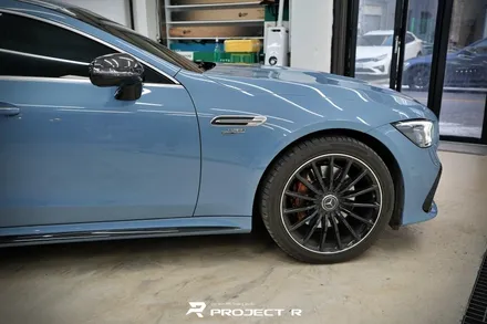 벤츠 GT43 AMG 4도어 전체 랩핑, 비닐프로그 에어포스 블루 시공, 부천랩핑 프로젝트R / 부천 원미구 상동