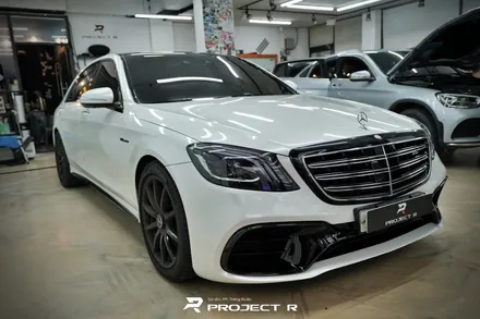 벤츠 S63 AMG 에이버리 유광 화이트펄 전체 랩핑, 부천 자동차랩핑 프로젝트알 / 부천 원미구 상동