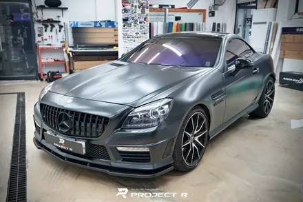 벤츠 SLK55AMG 전체 랩핑, 에이버리 사틴 바솔트 메탈릭 시공, 부천 자동차랩핑은 프로젝트R / 부천 원미구 상동