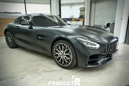 벤츠 AMG GT 전체 랩핑, 에이버리 사틴블랙 자동차 래핑, 부천랩핑 프로젝트알 / 부천 원미구 상동