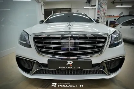 벤츠 S63 AMG 에이버리 유광 화이트 전체랩핑, 부천 자동차래핑 전문 프로젝트알 / 부천 원미구 상동