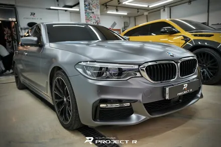 BMW 5시리즈 520d 사틴블랙에서 사틴다크그레이로 전체 랩핑 재시공, 부천 프로젝트알 / 부천 원미구 상동