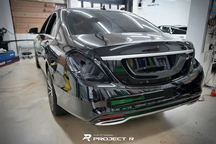 부천 벤츠 S클래스 S350d 전체랩핑, 비닐프로그 유광 화이트펄 재시공, 프로젝트알 / 부천 원미구 상동