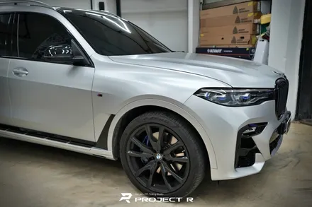 BMW X7 전체 랩핑, 에이버리 사틴 실버 메탈릭 시공, 부천 자동차랩핑 프로젝트R / 부천 원미구 상동