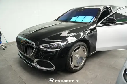 벤츠 S580 마이바흐 듀오톤 투톤 랩핑 비닐프로그 글로시 화이트 재시공, 부천랩핑 프로젝트알 / 부천 원미구 상동