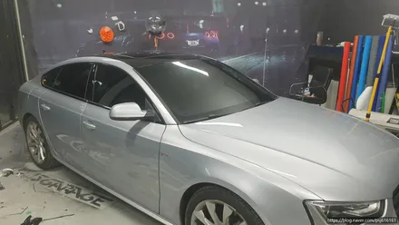 [천안랩핑] S/G 에스게러지 아우디 a5 루프스킨 및 그릴테두리 부분랩핑 / 천안 업성동