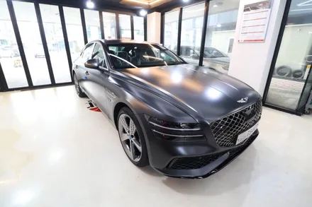 제네시스 G80 스포츠 무광 마칼루 그레이 신차검수 신차패키지 버텍스 900 기온쿼츠Q2매트 유리막코팅 오너프로PPF 루마 버텍스 고양원흥점 / 고양 덕양구 원흥동
