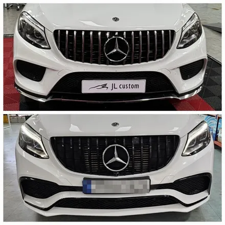 제이엘커스텀 대전점에서 벤츠 GLE 350D 앞범퍼 교체, 광각미러 시공 / 대전 서구, 세종, 청주, 천안