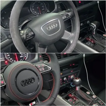 2012년식 A6 3.0TDI, 순정형 D컷핸들&원형 타공 기어노브 세트 교체 / 양주, 구리, 의정부