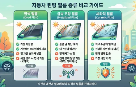 자동차 썬팅 종류, 내게 꼭 맞는 틴팅 필름 찾는 완벽 가이드 / 서울 은평구