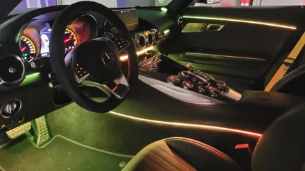 벤츠 AMG GT 2도어 코더스엠비언트 출장시공! 어두운실내를 화려하게 바꾸다 / 시흥, 안산, 군포, 안양