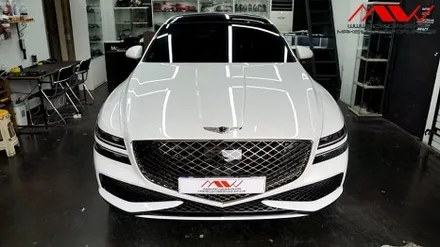 제네시스 G80 신형 기요세 엠블럼 +레터링도색+카본사이드미러 / 안산 단원구