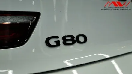 제네시스 G80 신형 기요세 엠블럼 +레터링도색+카본사이드미러 / 안산 단원구