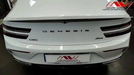 제네시스 G80 신형 기요세 엠블럼 +레터링도색+카본사이드미러 / 안산 단원구