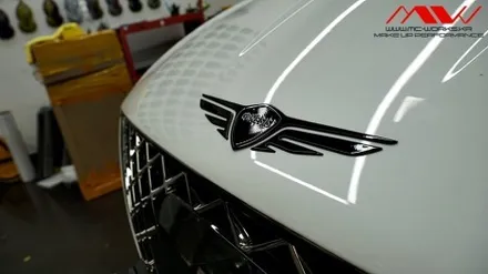 제네시스 G80 신형 기요세 엠블럼 +레터링도색+카본사이드미러 / 안산 단원구