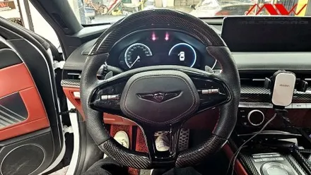 제네시스 G80카본D컷 스포츠핸들+기요세엠블럼작업기 / 안산 단원구