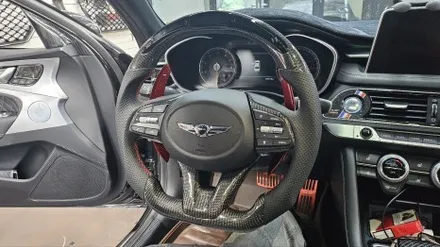 제네시스 G70  카본 D컷 핸들 +카본패들 작업기<엠씨웍스> / 안산 단원구