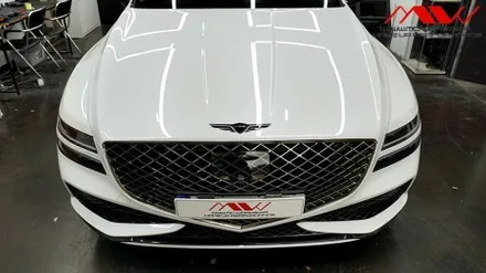 제네시스 G80 신형 기요세 엠블럼 +레터링도색+카본사이드미러 / 안산 단원구