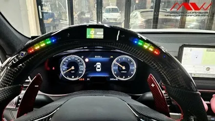 제네시스 G80카본D컷 스포츠핸들+기요세엠블럼작업기 / 안산 단원구