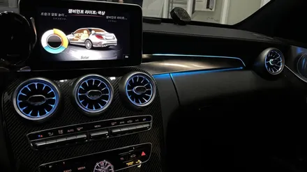 벤츠 c클래스 W205 c63amg 3컬러에서 64컬러 업그레이드 송풍구 엠비언트 전주 전장전문 시공점 / 전북 전주, 광주, 김제