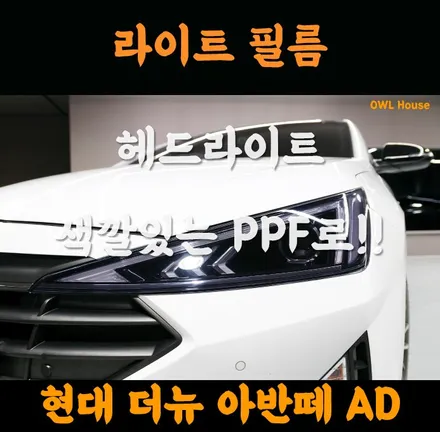현대 더뉴아반떼AD 라이트 필름 시공 (색깔있는 PPF 라이트 필름 부착!) / 부산, 기장, 양산