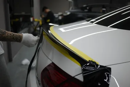 벤츠 C43 AMG 쿠페 포인트 랩핑 (흰차에 블랙랩핑지로 포인트를 살짝 줘볼까요?) / 부산, 기장, 양산