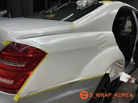 용인랩핑 - 벤츠 S63 AMG - 사틴 화이트펄 전체랩핑 & 라이트 칼라PPF 시공 / 영통구 원천동