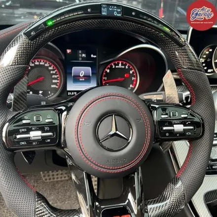 벤츠 W205 C43AMG 세단/ 신형벤츠AMG카본LED퍼포먼스핸들 교체작업 / AMG핸들 / 서울 용산 중구