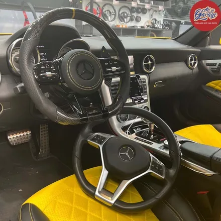 벤츠 R172 SLK200 신형 AMG카본핸들 교체 실내변화 튜닝 순정레트로핏 컨버젼 / 서울 용산 중구