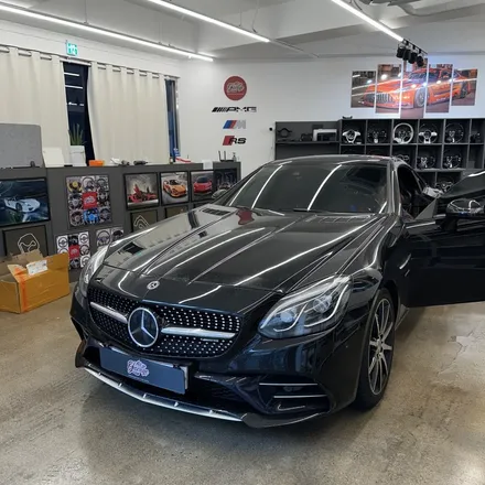 [올인게러지] 벤츠 R172 SLC43AMG 17년식 올블랙 카본D컷 AMG핸들 옐로우포인트 / 서울 용산 도원동