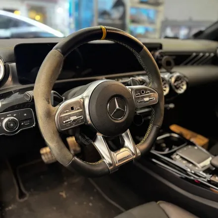 벤츠 CLA45S AMG 잠자리카본핸들 D컷 교체 어질리티셀렉트 신형VER 활성화 / 서울 용산 도원동