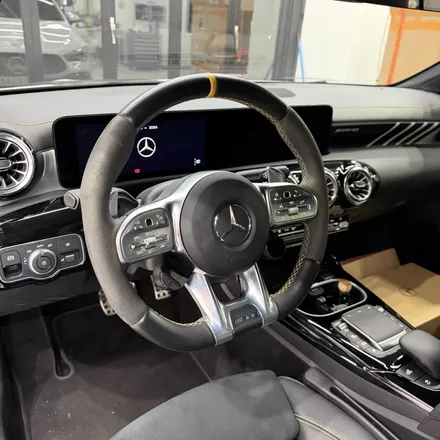 [올인게러지] 벤츠 C118 CLA45S 2023년식 최신형 카본 잠자리AMG핸들 + OLED 어질리티셀렉트 장착 및 코딩했습니다 / 서울 용산 도원동