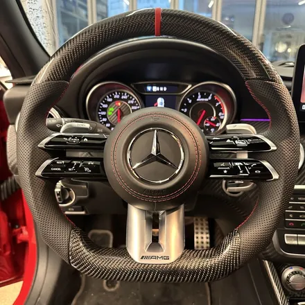 벤츠 W176 A45AMG 잠자리카본핸들 교체했습니다 레드라인D컷 / 서울 용산 도원동