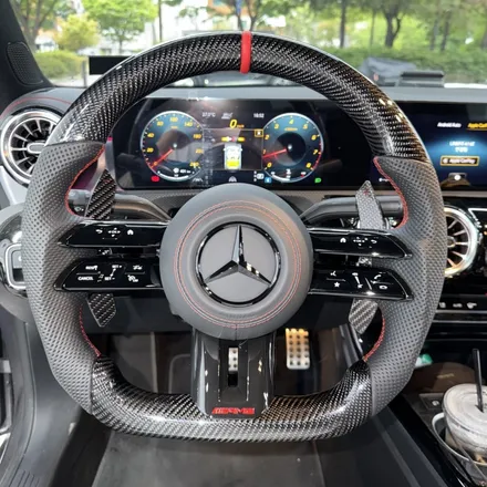 [올인게러지] 벤츠 C118 CLA250 22년식 최신형 잠자리카본핸들 D컷 교체 레드라인 포인트 / 서울 용산 도원동