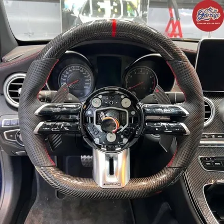 벤츠 C클래스 C43 AMG 최신형 AMG카본핸들 교체  잠자리 D컷핸들 / 서울 용산 중구