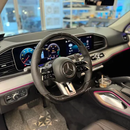 벤츠 W167 GLE53AMG 잠자리카본핸들 및 4D전동 트위터 작업했습니다 / 서울 용산 도원동