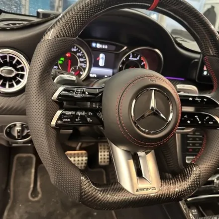 벤츠 W176 A45AMG 잠자리카본핸들 교체했습니다 레드라인D컷 / 서울 용산 도원동